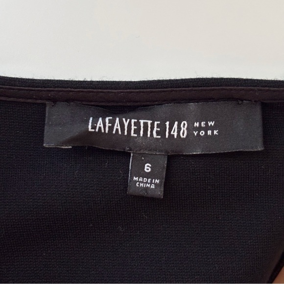 Lafayette 148 Leather Panel Dress 6 Ponte Knit Black - Picture 7 of 10